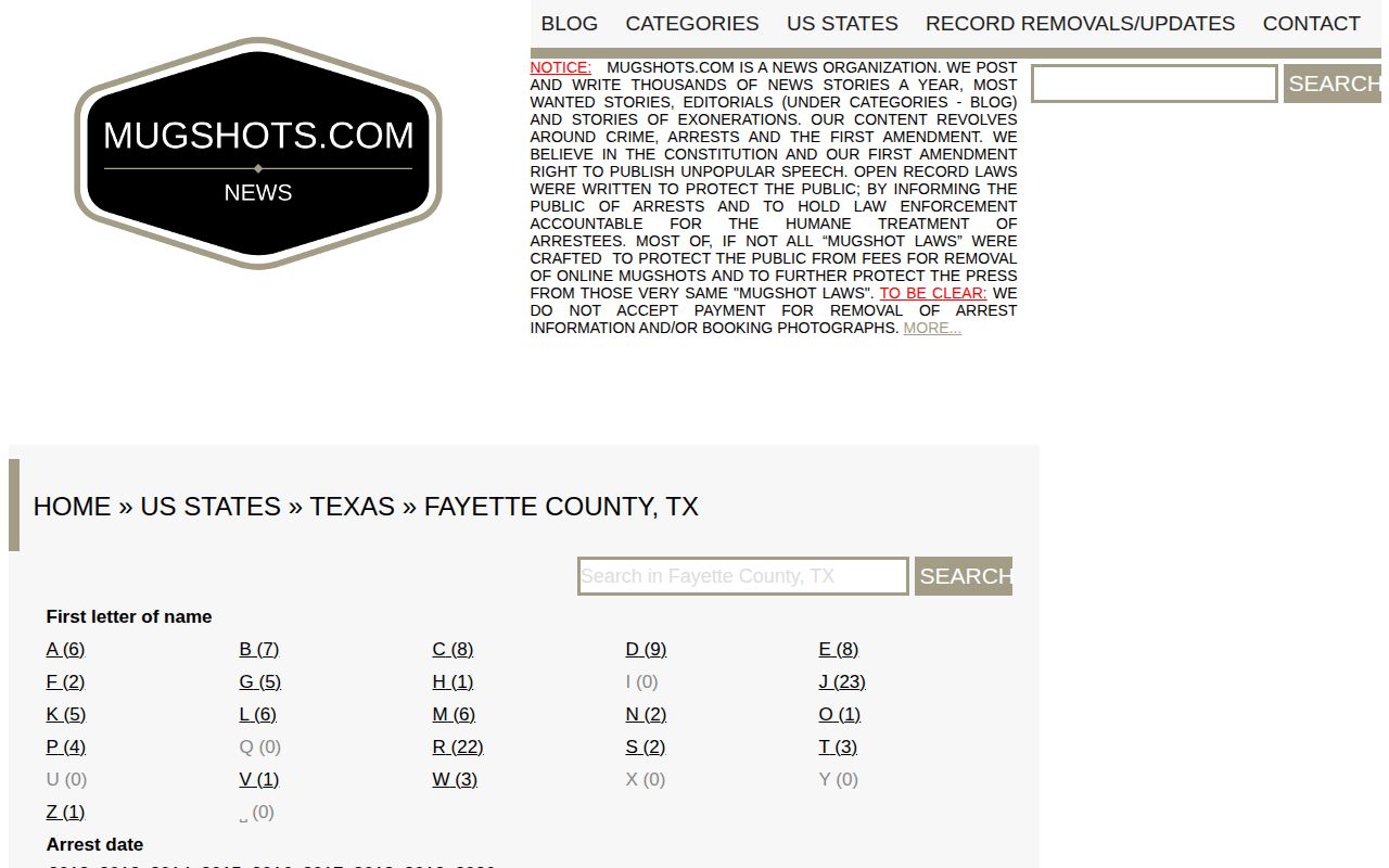 Unofficial Fayette County mugshot news listing