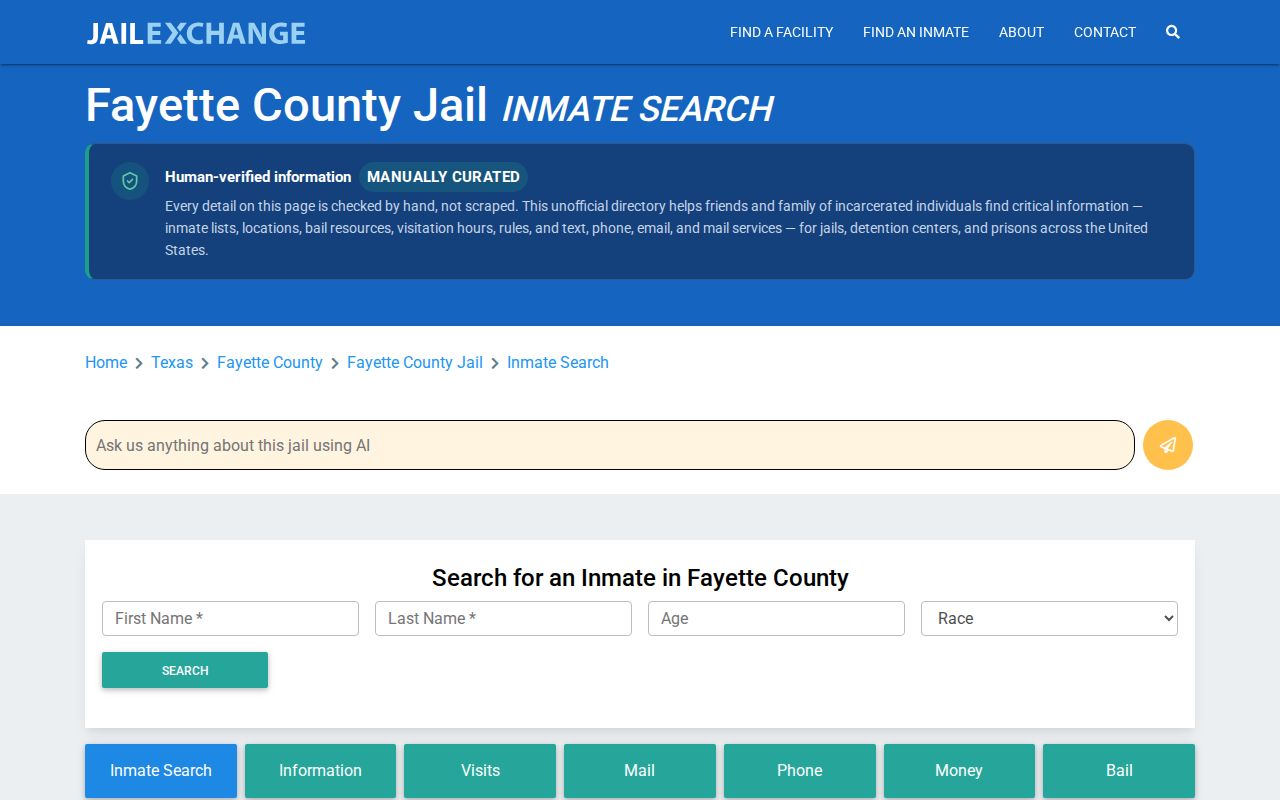 Unofficial Fayette County jail directory record source