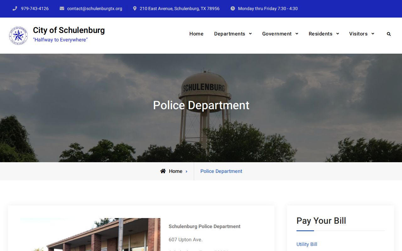 Schulenburg Police Department official page for Fayette County arrest-record requests